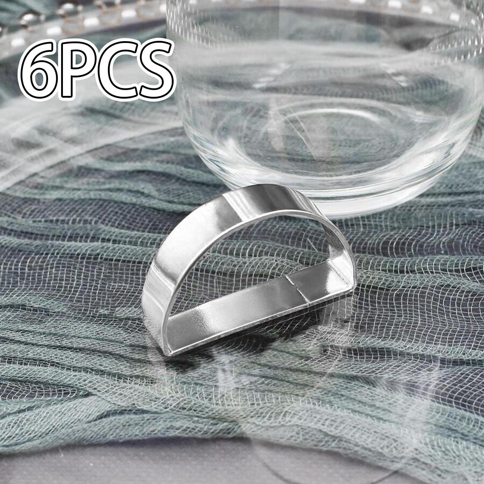 6 Napkin Rings for Table Centerpieces Party Farmhouse Buckles D Shape Holder Cafe Argent