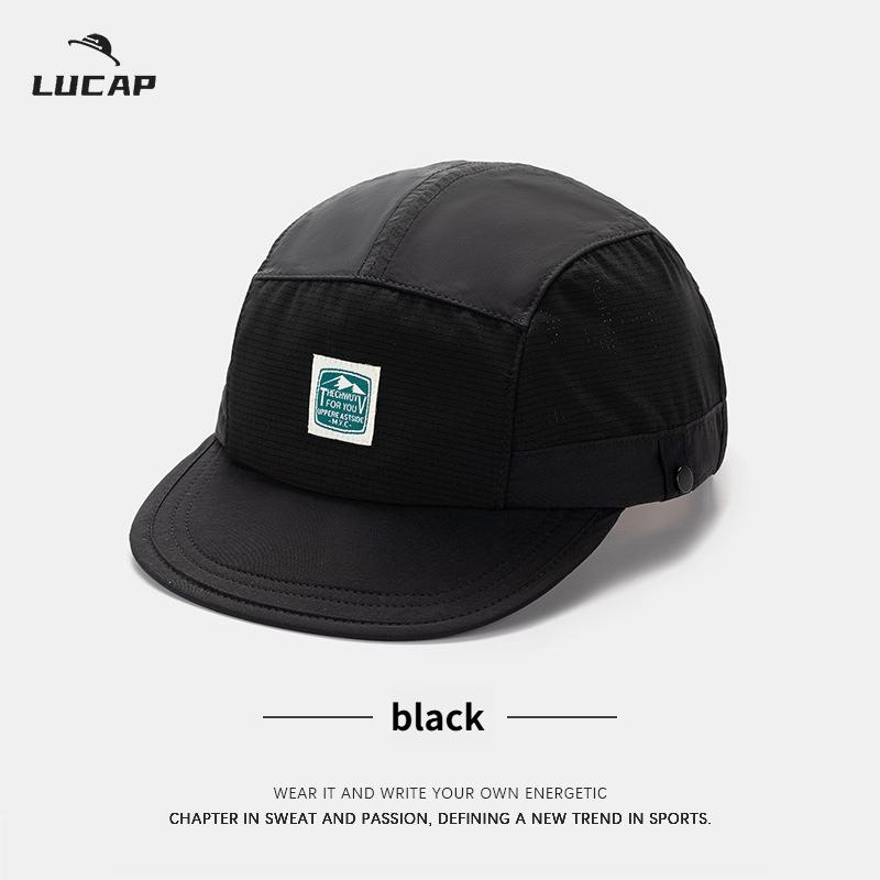 

1pc Retro 5-panel Splicing Baseball Cap for Men and Women Summer Thin Breathable Sunscreen Sunshade HipHop Patch Quickdrying Hat Adjustable чорний