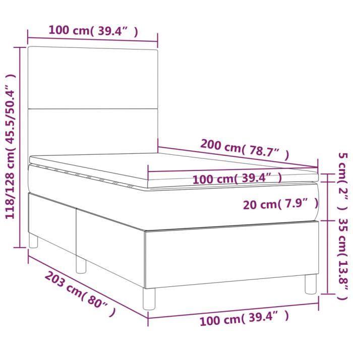 3141598 vidaXL Lit à sommier tapissier avec matelas Crème 100x200 cm Tissu