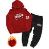 Trendy Multi-Print Thickened Hooded Sweatshirt and Pants Casual Set