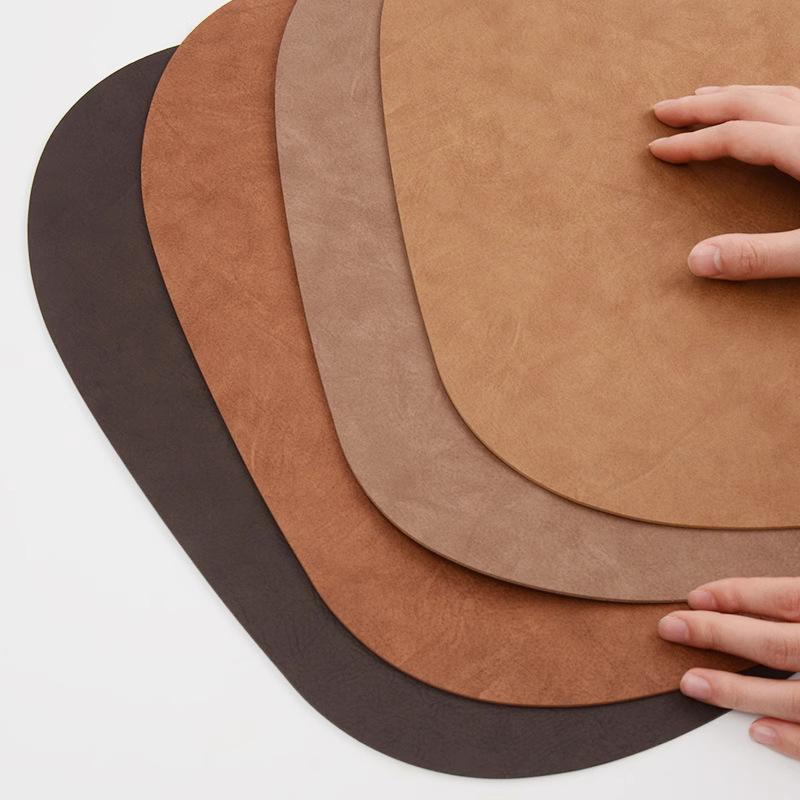 Trendy Irregular PU Leather Placemat And Coaster Waterproof And Oil-Proof Table Mats Western Restaurant Heat-Insulating Mats