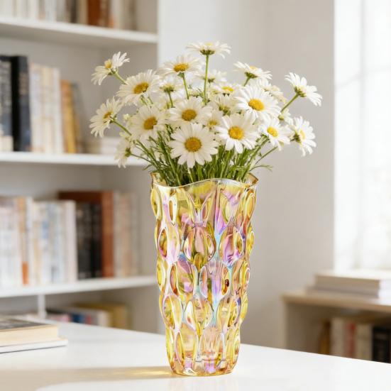 Glass Vases for Flowers Colorful Faux Crystal Decorative Vase for Floral Arrangements Wedding Table Centerpiece Housewarming Gifts