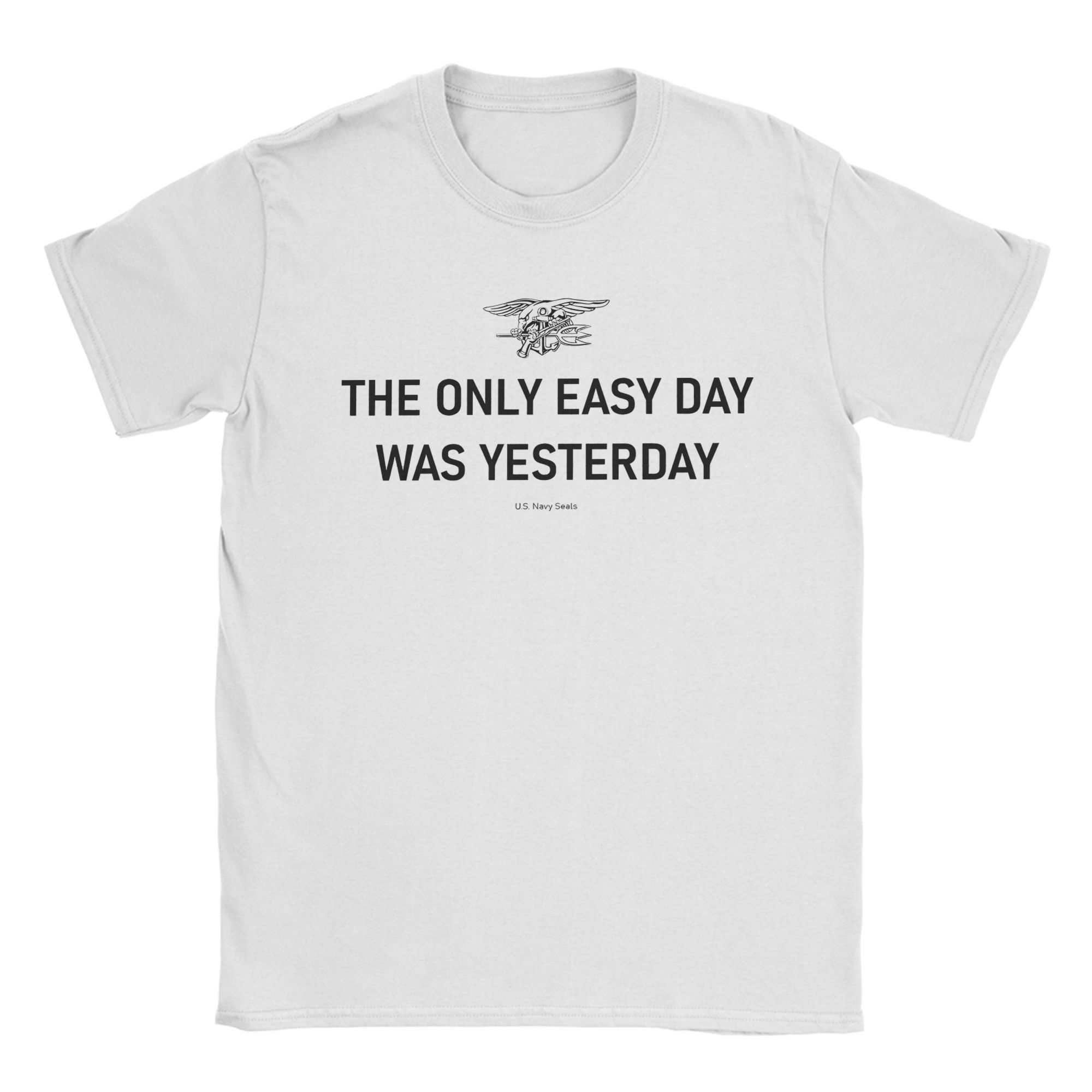 

The Only Easy Day Was Yesterday US Navy Seals TShirts for Men Pure Cotton Tee Shirt Round Collar Short Sleeve T Shirt Clothes... S