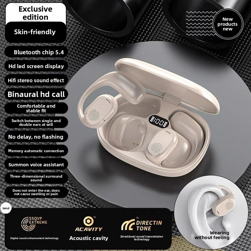 2024 New Bone Conduction Ear-hook Wireless Bluetooth Earphones for Sports Running Universal High-end Noise Cancelling Long Battery Life