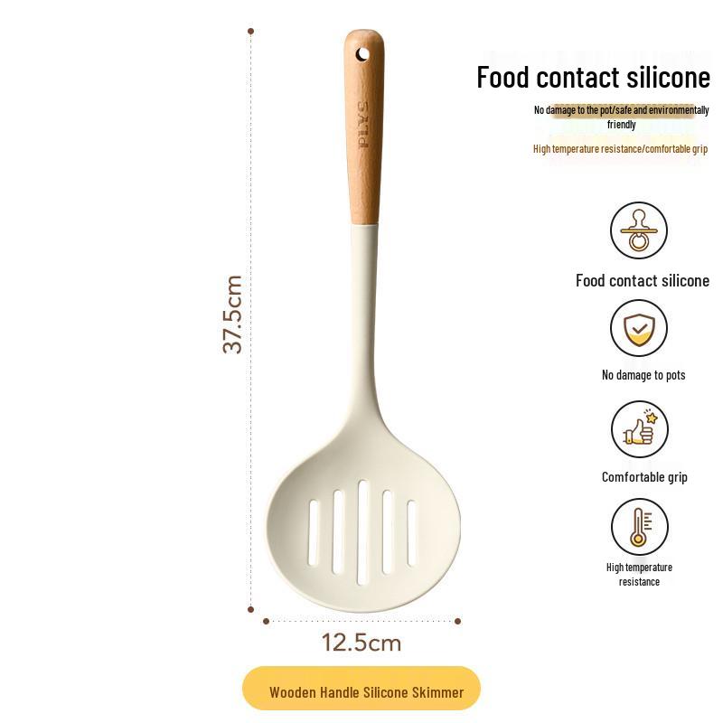 High-End Silicone Soup Ladle - Non-Stick, Long Handle, Food-Grade, Large Size for Soup and Porridge