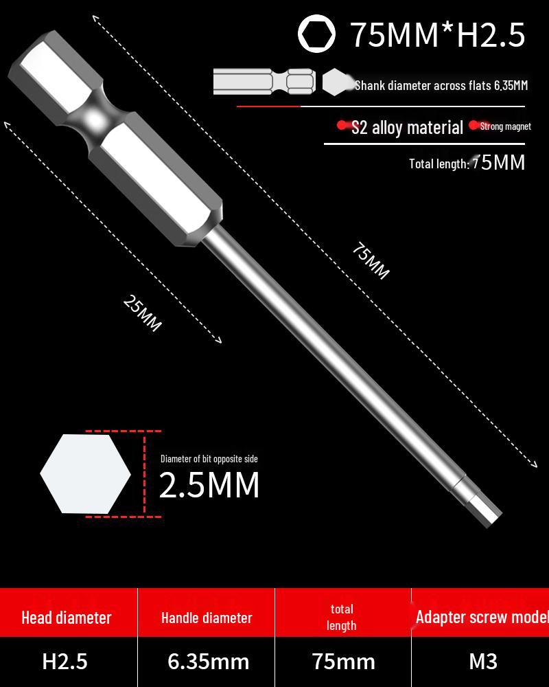 Hexagonal Driver Bit Extension for Screwdriver and Drill