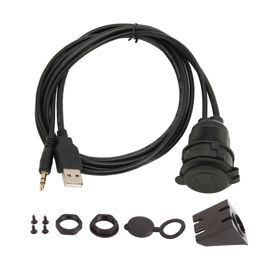 USB 2.0 3.5mm AUX Extension Cable Male Female Connection Flush Mount Extension Cable for Car Bike