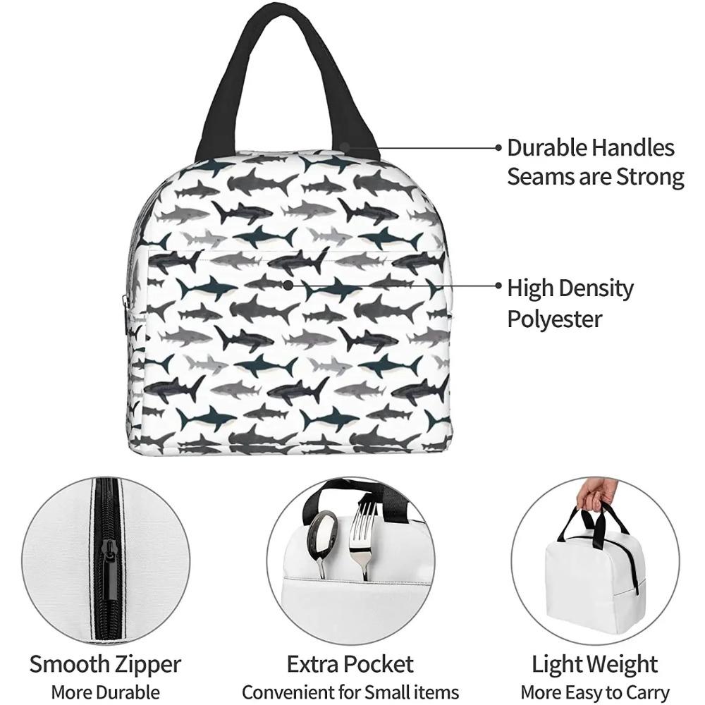Sharks Lunch Bag for Women Cooler Tote Box Insulated Leakproof Reusable Girls Lunchbag Office Work School Picnic Portable