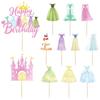 Happy Birthday Prinzessin Kleid Kuchenaufsatz Märchen Fantastische Prinzessin Kuchen Dekorationen Cupcake Toppers für Babyparty