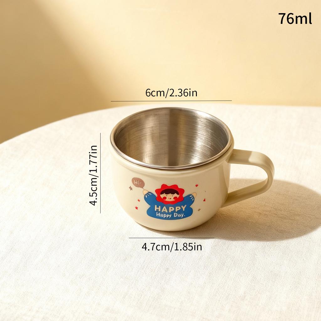 Plastic/304 Stainless Steel Kids Mug Thicked Durable Mini Water Cup With Handle Portable Cute Cartoon Children Drinking Cup