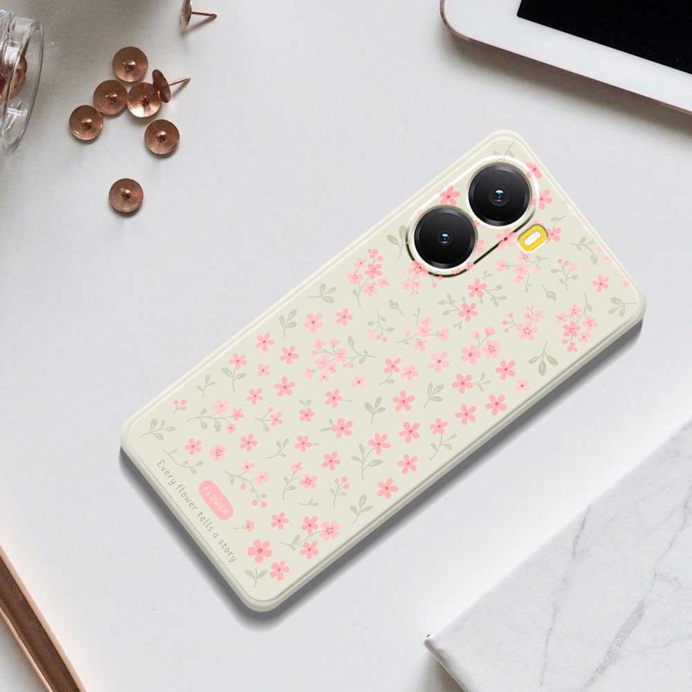 For Xiaomi Redmi Turbo 4 5G/Poco X7 Pro 5G Case Pink Small Flowers Pattern Printing Straight Edge TPU Phone Back Cover