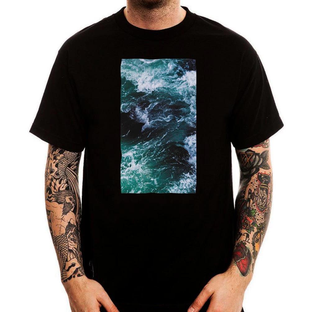 Vaporwave Ocean Waves Seapunk Retro Aesthetic Printed Cotton  T-Shirt Top 160