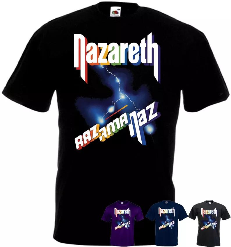 

100% хлопок ТОПЫ УНИСЕКС ФУТБОЛКИ МУЖСКИЕ ЖЕНСКИЕ Футболка Nazareth Razamanaz хард-рок группа черная темно-синяя фиолетовая 2XL чёрный
