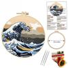 1 PC Kanagawa Great Wave off Kanagawa Pattern Embroidery DIY Fabric Craft Kit with Tools
