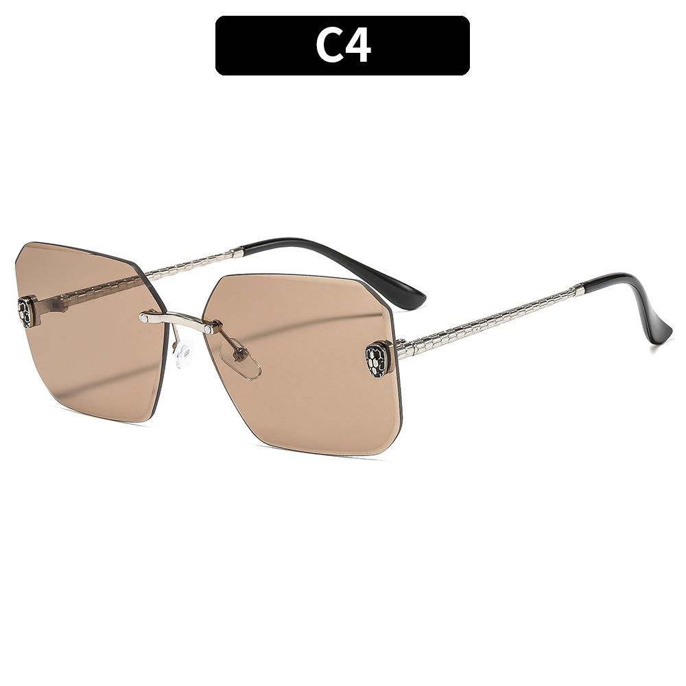 Women's Sunglasses, Men's and Women's Fashion Square Rimless Sunglasses, Large Frame Sunglasses