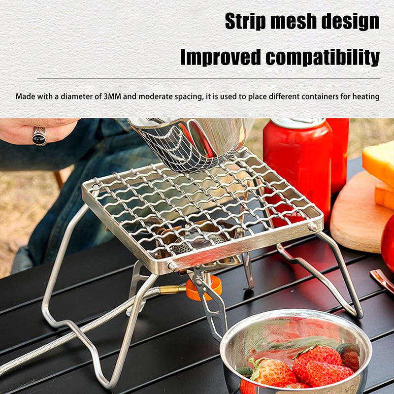 Outdoor Stainless Steel Camping Grill Portable Foldable Mini Grill Rack Burner Stove Stand For Picnic Cooking Camping Equipment
