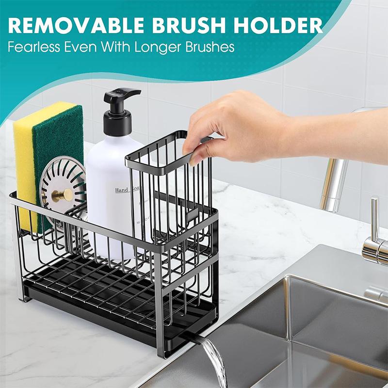 Double-layer dish rack for kitchen sink, draining rack for bowls and cutlery