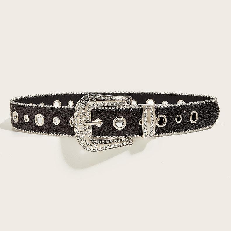 Edge Bead Wide Belt Women'S Style Belt Sequined Personalized Belt Women'S High-End Belt Women'S