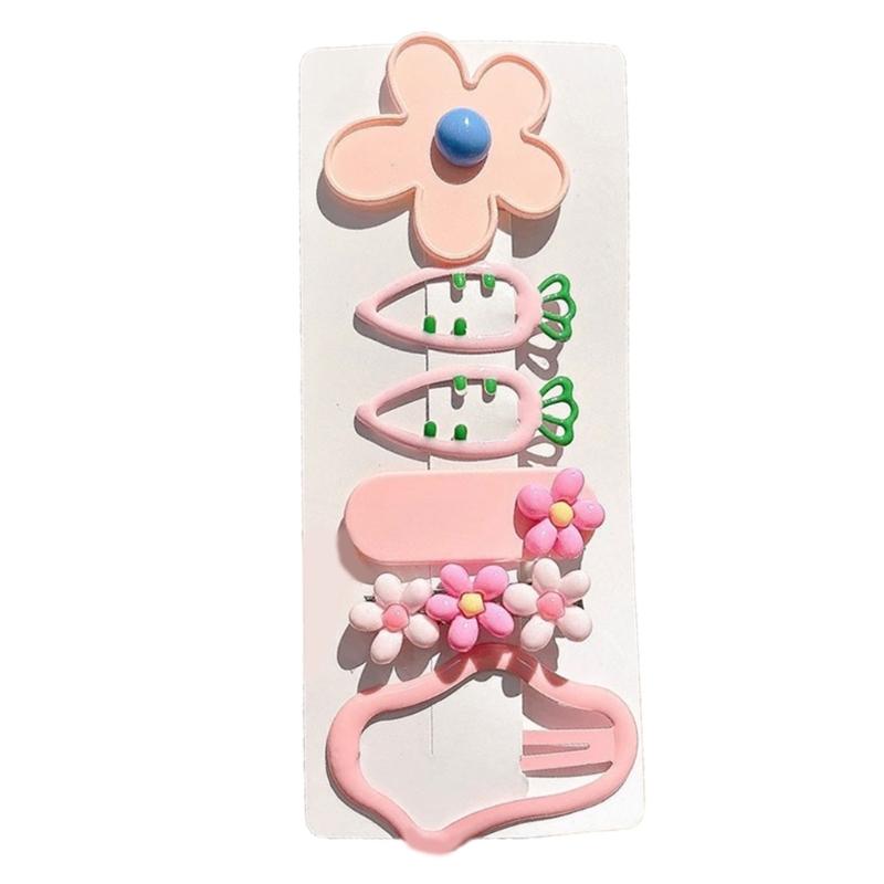 

6pcs Mini Hairpins For Kids Safety Metal Hair Clip Adorable Irregular Design Girls Hair Decoration Accessories рожевий