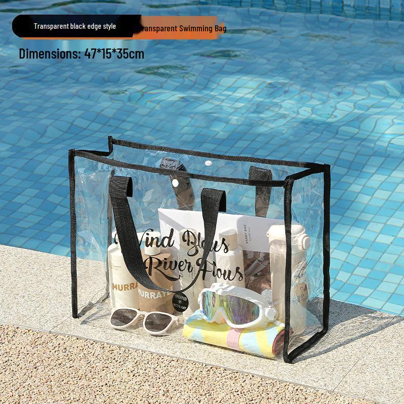 Large Capacity Waterproof PVC Jelly Beach Bag - Transparent, Portable, Single Shoulder for Travel and Toiletries