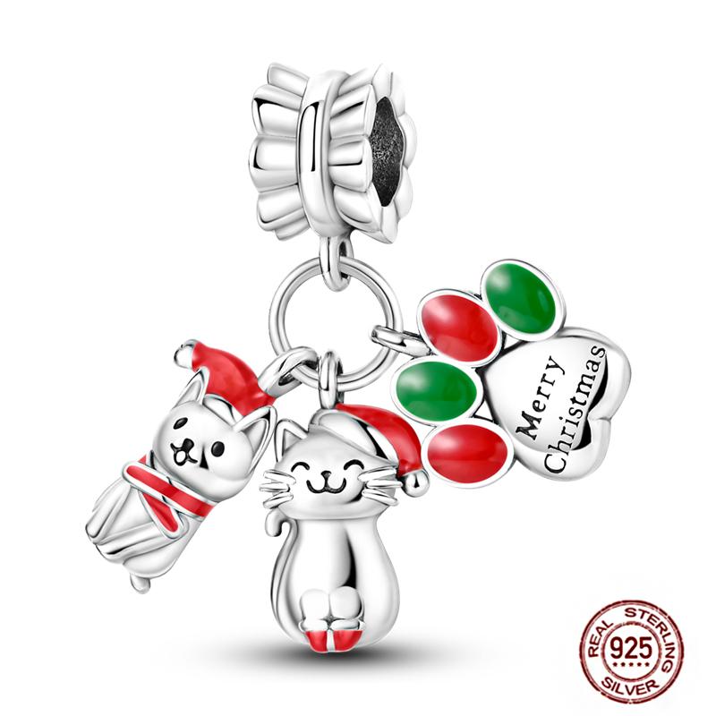 Christmas Charms Copper Fit Pendant Original Bracelets Santa Claus Snowflake Tree Gingerbread Man Beads Diy Jewelry