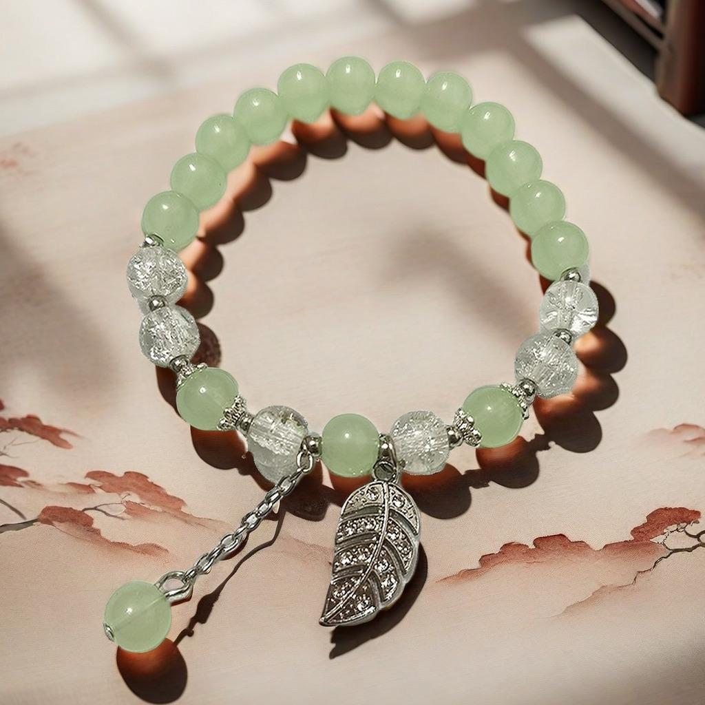 2025 Jadeite Green Jade Rabbit Bracelet: High-End Chinese Style, Year of the Snake, Elegant Women's Niche Beaded Design