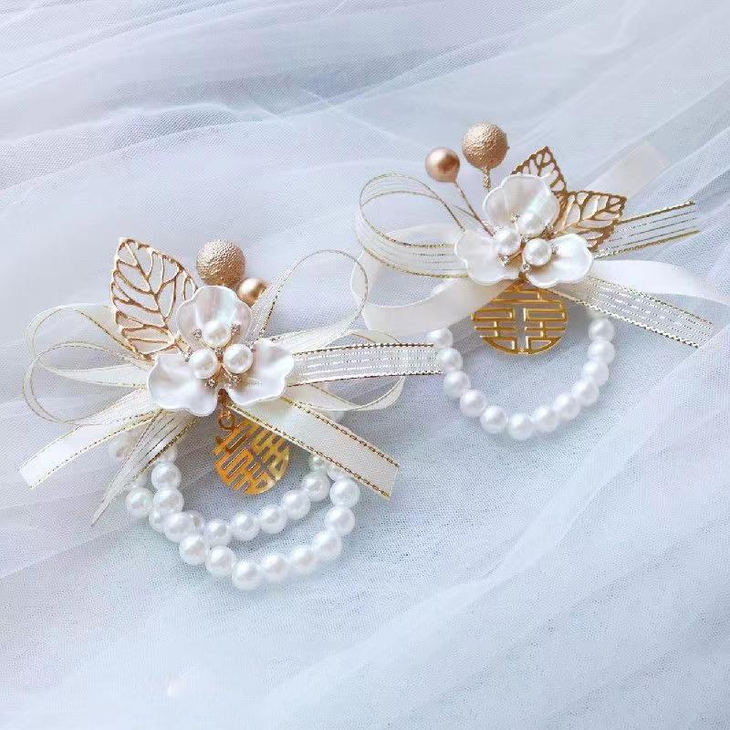 Rechizite rafinate pentru nunta Mireasa Trifoi de perle Incheietura maini Floare Bratara eleganta pentru domnisoara de onoare Bijuterii Accesorii Cadouri