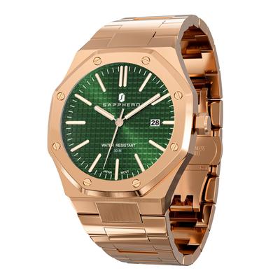 SAPPHERO Octagonal Stainless Steel Waterproof Luminous Wristwatch Luxury Analog Quartz Watch with Date Display Dress Business Watch Casual Luxury
