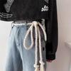 Cotton Linen Adjustable Belt Thick Rope Design Waist Girdle Retro Waistband for Jeans Outfits Casual Daily Wear  Beige