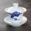 150ml Ceramic Hand-painted Tea Cup Non Hot White Porcelain Sancai Tea Bowl Underglaze Color Covered Bowl Drinking Utensils