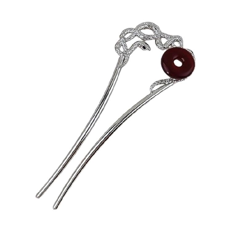 Exquisite Alloy Hair Stick Snake Hairpiece with Sparkling Snake for Evening Dinner Wear Photo Props