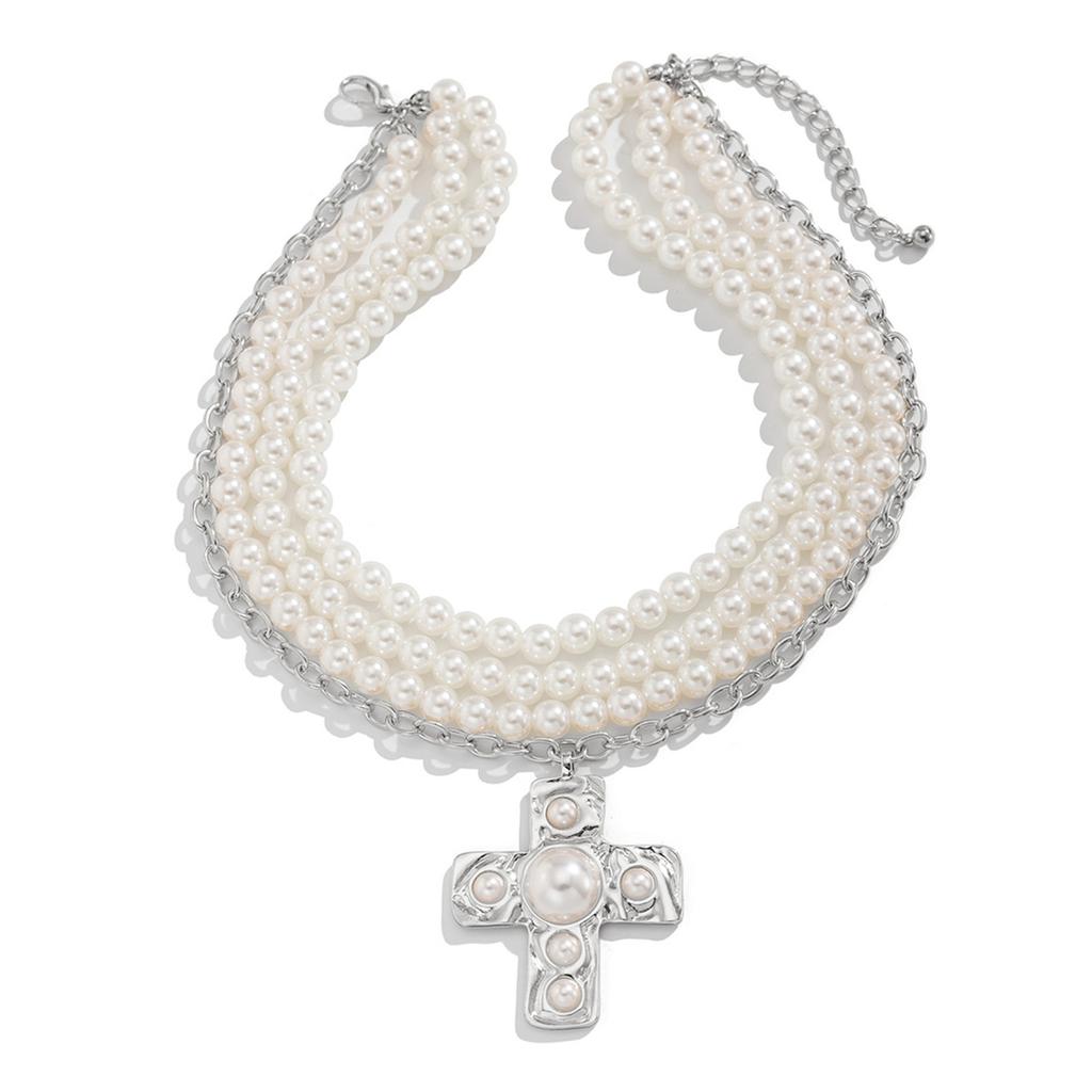 Stylowy Naszyjnik z Krzyżem Regulowana Długość Łańcuszek do Obojczyka Akcesoria Ręcznie robiona Biżuteria Statement na Imprezę