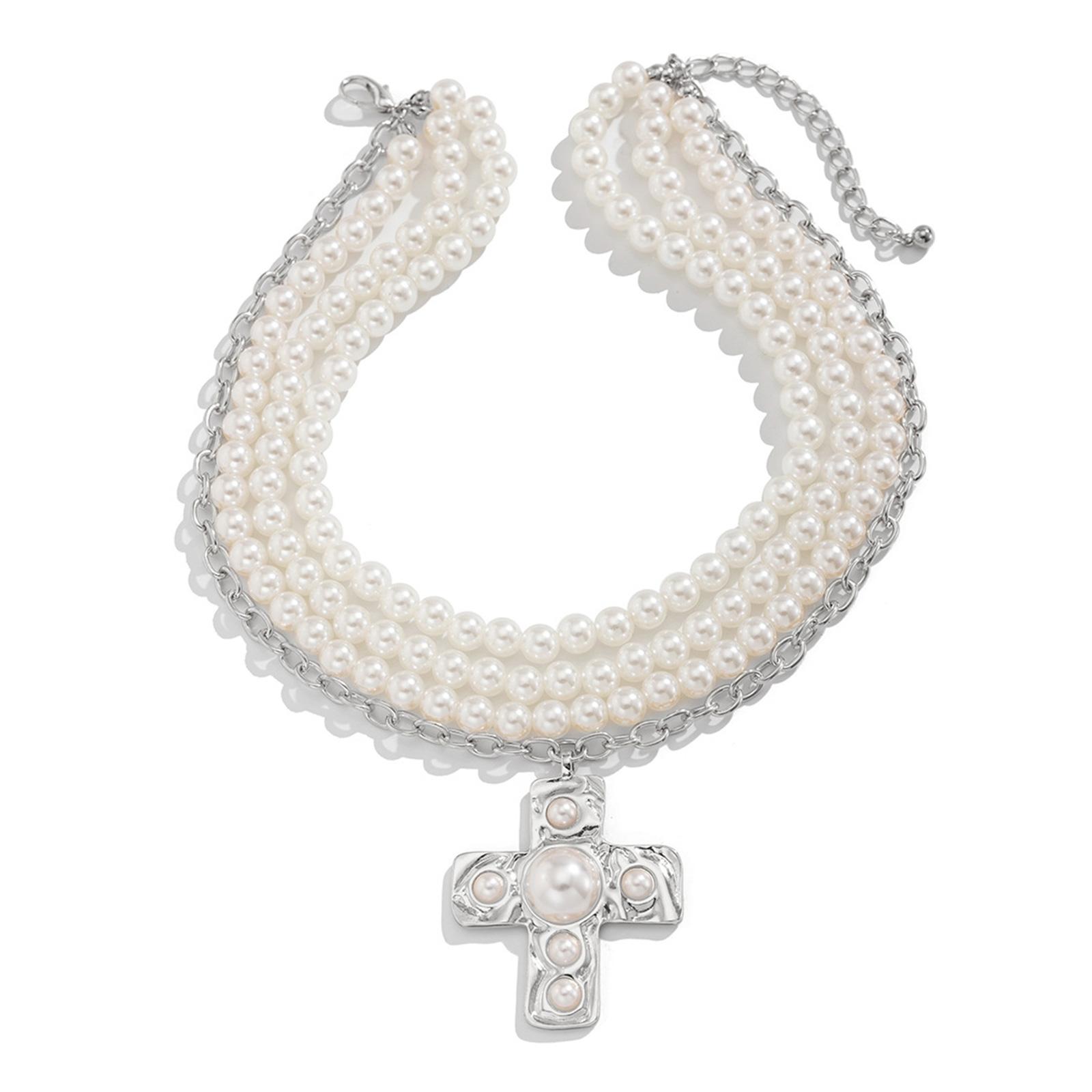 

Стильное ожерелье-подвеска с распятием, регулируемая длина, цепочка для ключицы, аксессуары, ручная работа, праздничные эффектные украшения 2 серебряный