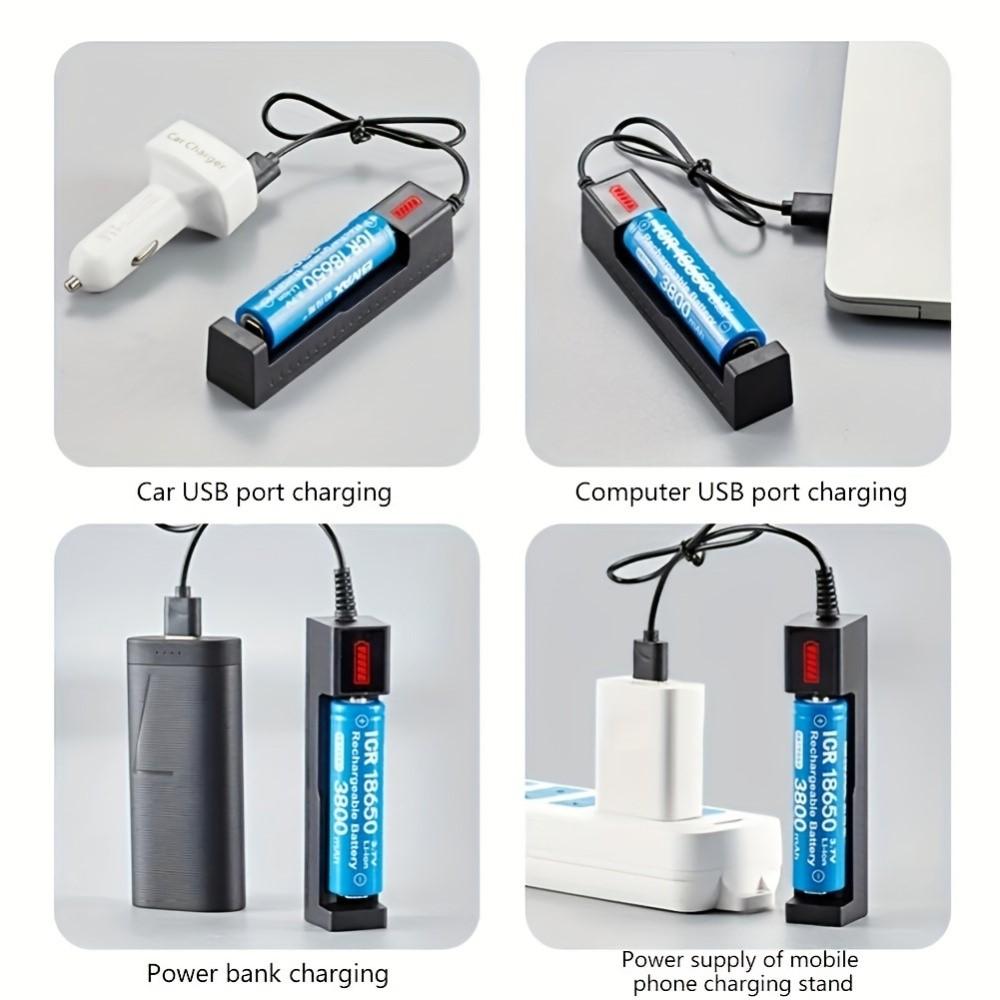 18650 Charger Charging 3.7V Li-ion Battery Charger USB Universal Smart 1 Slot Charger Lithium Batteries Charging Adapter