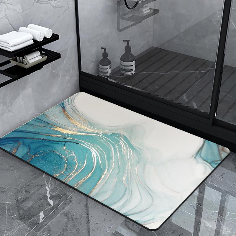 Creative Luxury Door Mat Living Room Marble Pattern Carpet Bathroom Sink Bathtub Side Anti Slip Rug Home Decoration
