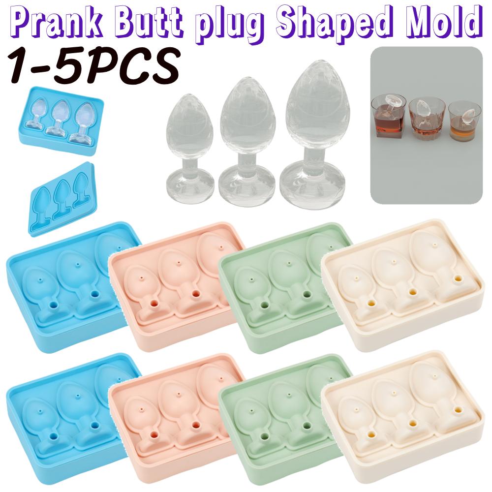 1-5 st Prank Analplugg Formad Form Silikon Återanvändbar Rolig Form Isbitsformar för Iskylning Whiskey Cocktails
