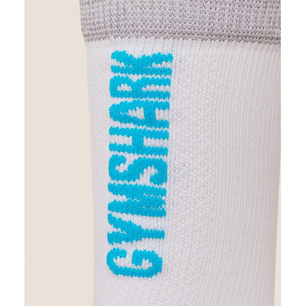 Gymshark Running Elite Crew Sock Single White Brand Blue Sour Pink I1c4o Wd35