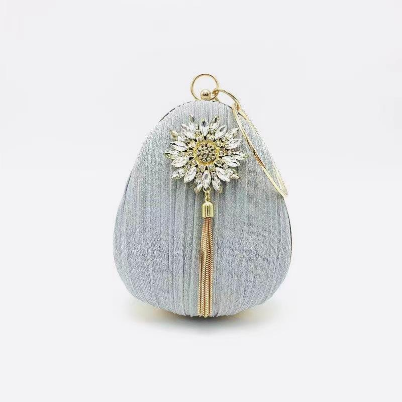 

PU pleated strawberry handbag rhinestone sun flower bag party clutch bag lock light luxury