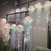 Portable LED Jellyfish Lantern Glitter Hanging Jellyfish Lanterns with Bright Strip Bedroom Decor Supplies Gifts for Kids Girls