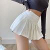 Fashion Slit Women Pleated Skirt Summer High Waist Loose A-line Skirt Sexy Mini Skirt White Jk Korean Girl Dance Skirt White