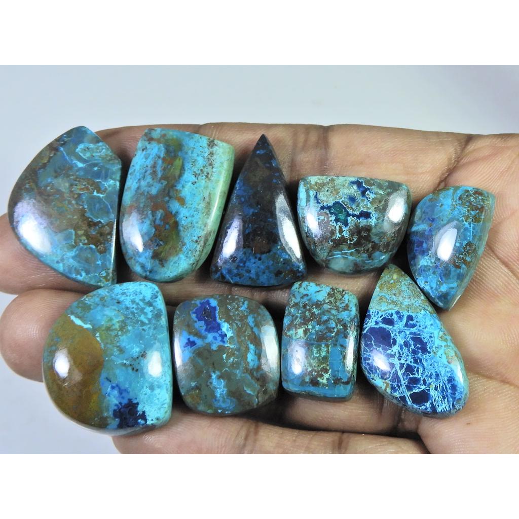 235Cts. Natural Shattuckite Fancy Cabochon Loose Gemstone 07 Pcs Lot 20-31MM C-510