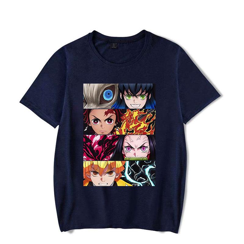Hot Anime Kamado Tanjirou Kamado Nezuko Hashibira Inosuke Agatsuma Zenitsu Printed T-shirt Women Men Tees Round Neck T-shirt