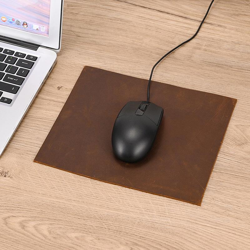 First Layer Leather Mouse Pad Retro Non-Slip Pad Pure Cowhide Notebook Mouse Pad Genuine Leather Calculator Pad