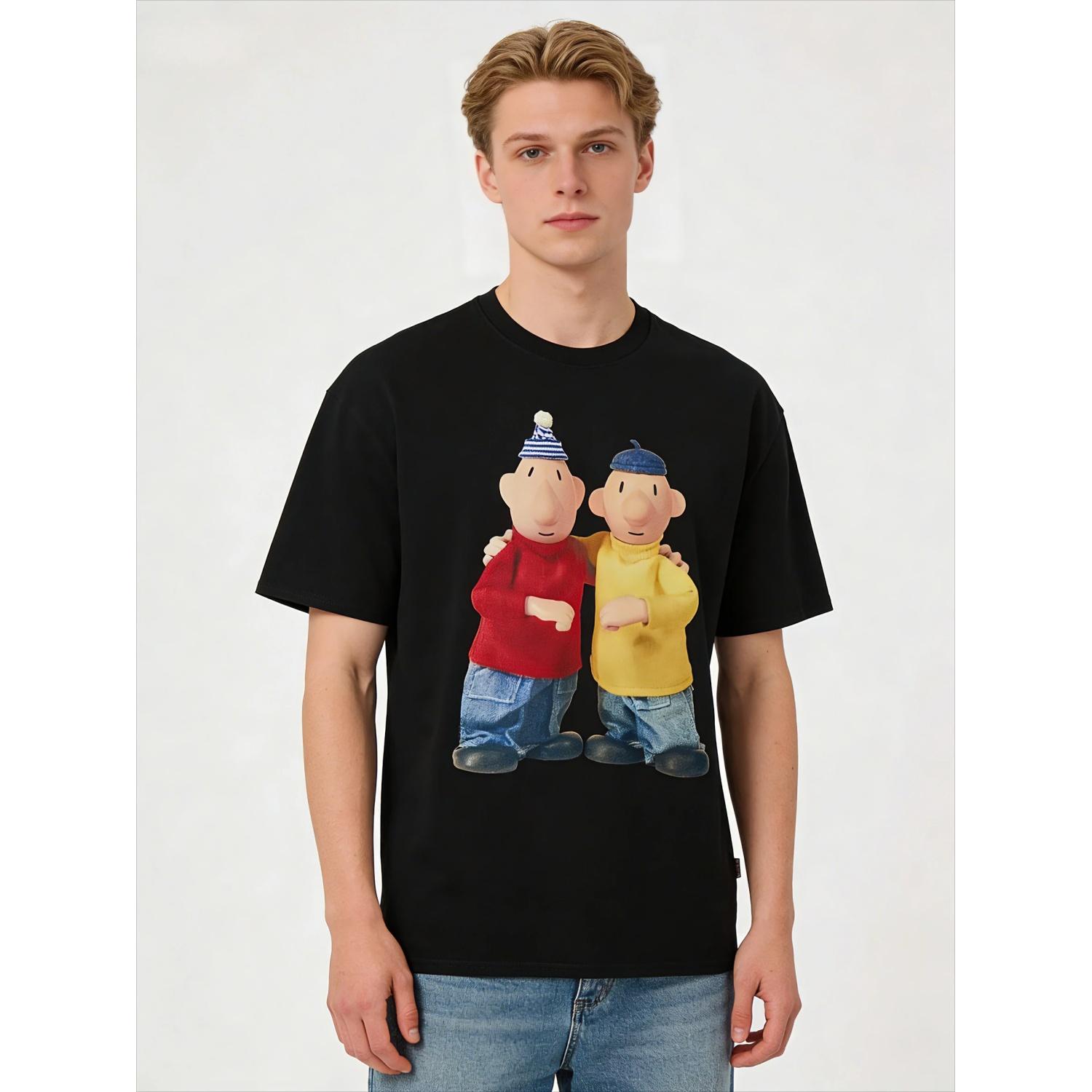 

Spring_Summer 2026 Fashion Trends_ Short-sleeved, Figure-printed Pattern Round-neck Tops, Casual Streetwear, and Sporty T-shirts S разноцветный