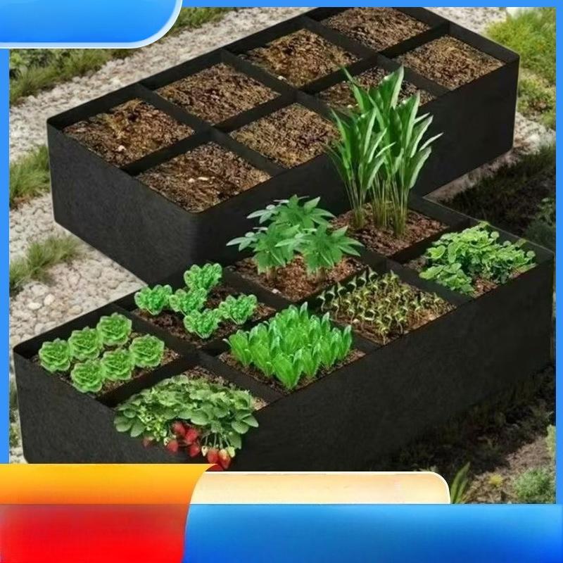 1Pc  Multi-grid Planting Bucket Rectangular Planting Bag Flower Plant Nutrition Bag Felt Beauty Planting Bag Printed Logo