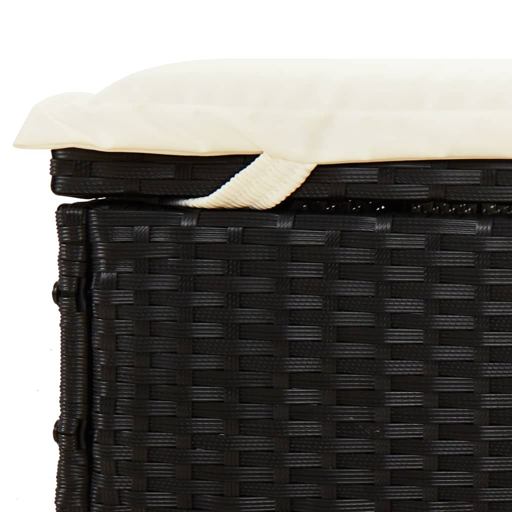 Sun Lounger with Foldable Canopy Black 213 x 63 x 97 cm Poly Rattan
