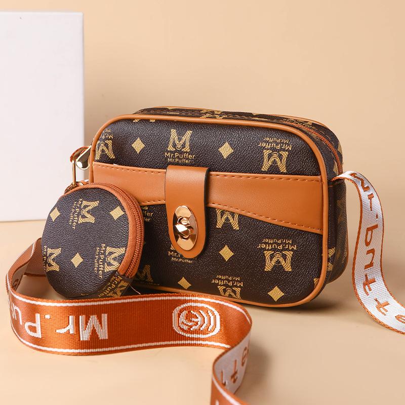 Spring and Summer Trendy Printed Retro Middle-aged Mom Bag, Single-shoulder Crossbody Bag, Women's Bag