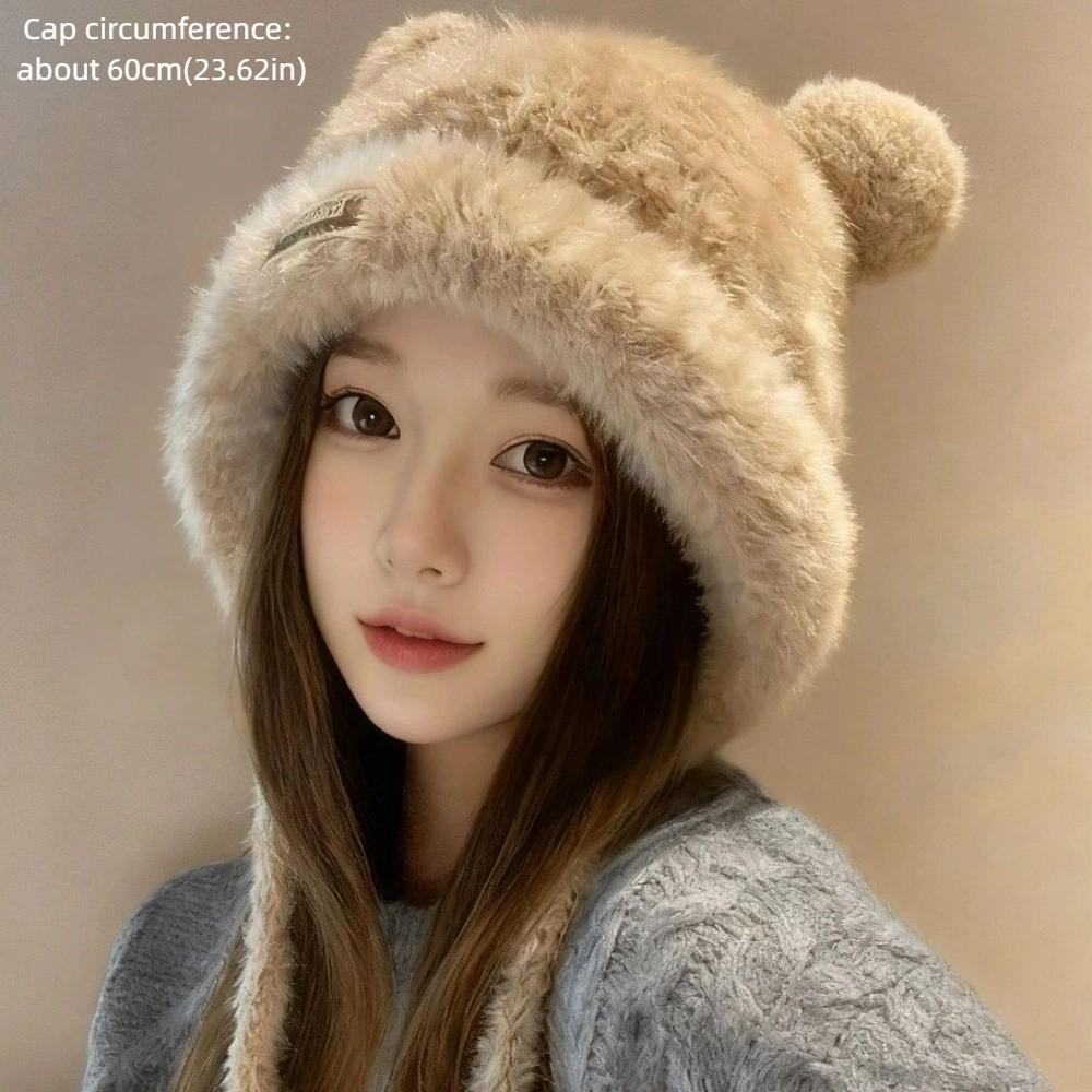 Windproof Ear Protection Hats Coldproof Plush Hat New Bear Ears Knitted Hat  for Autumn Winter