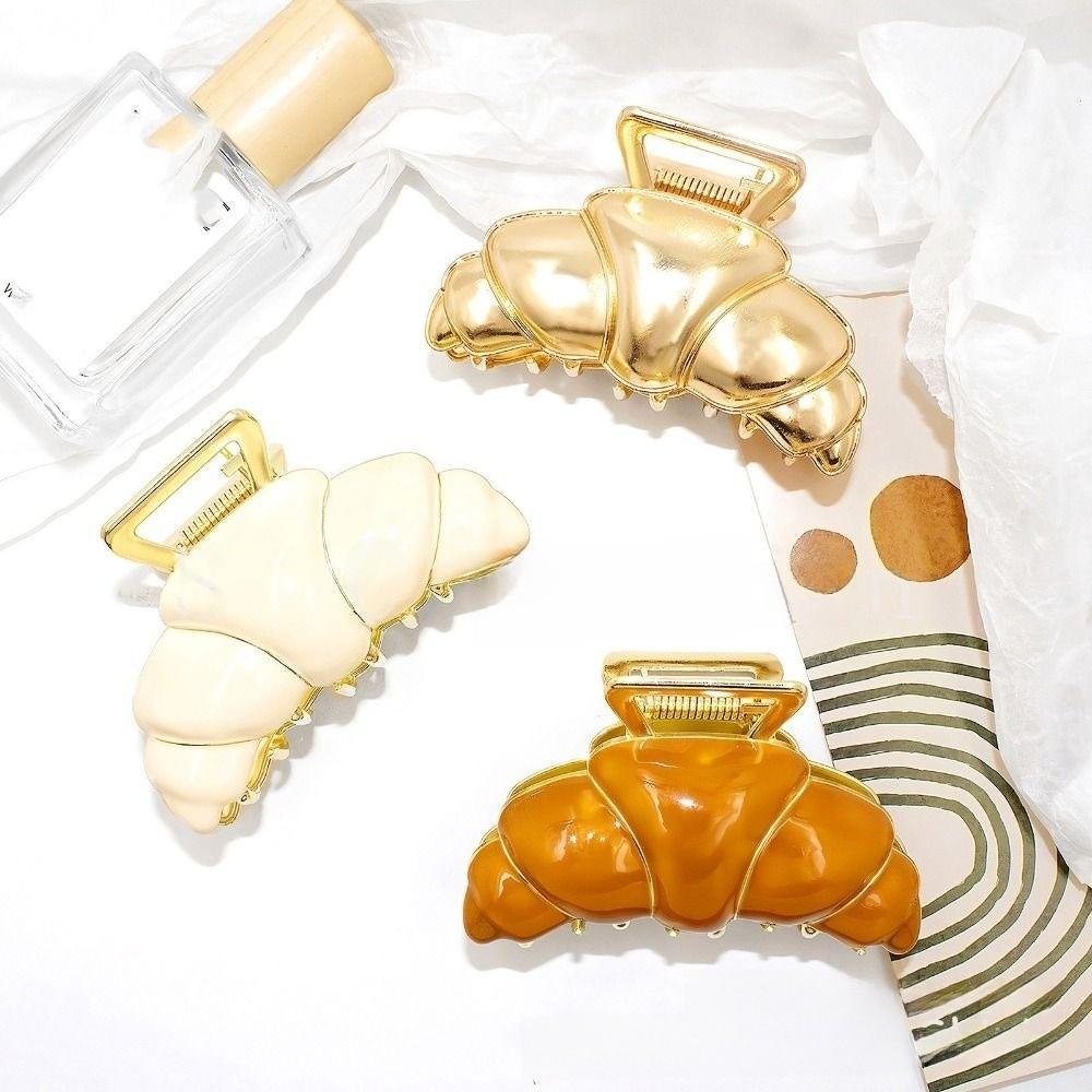 Shark Clip Cute Bread Hair Claw Hair Clip Metal Shark Clip Croissant  Hair Grab  Travel