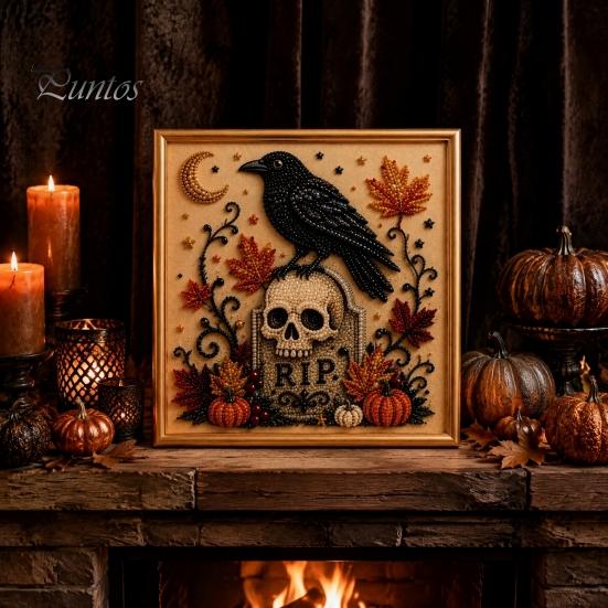 Ghost Pumpkin Art Craft Halloween Faux Pearl Kit, 3D Painting DIY Spooky Gem for Beginners Cute Set Adults, Autumn Home Wall Decor Crafting
